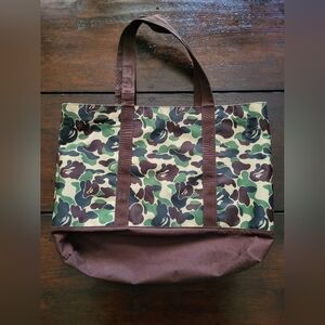 A Bathing APE Camouflage Tote Bag with Brown Accents